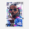 Captivating poster with 'pop smoke' text, showcasing a vibrant digital painting of rapper Pop Smoke by Diffusedrap. 2.Behold a captivating poster displaying the phrase "pop smoke" in eye-catching typography. This artistic masterpiece showcases a digital painting of the dynamic rapper Pop Smoke, bursting with vibrant colours and an electrifying vibe.